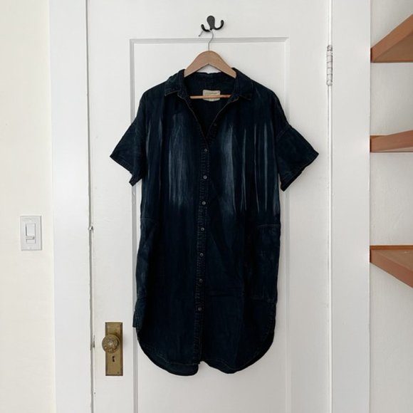 Current/Elliott The Oversized Smock Dress in Asphalt - Picture 4 of 7